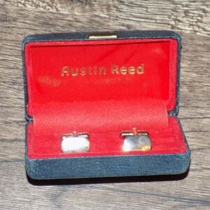 Austin Reed Cufflinks Mens OS Silver Rectangular Toggle Back Boxed Set